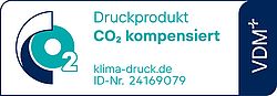 Logo des CO2 Zertifikats: Broschürendruck