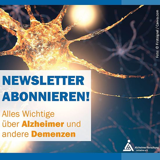 Darstellung eines Neurons und Aufforderung zu AFI-Newsletter Anmeldung.